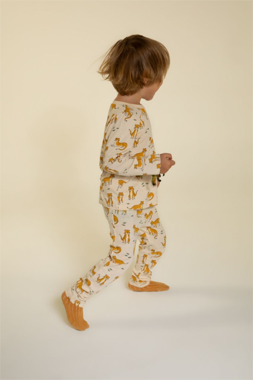 BABY BOY Stone 2 piece Regular Fit Crew Neck Tiger Knitted Pyjamas