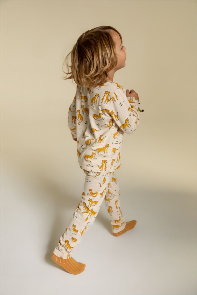 BABY BOY Stone 2 piece Regular Fit Crew Neck Tiger Knitted Pyjamas