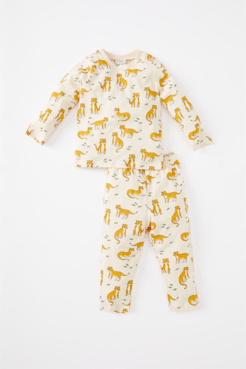 BABY BOY Stone 2 piece Regular Fit Crew Neck Tiger Knitted Pyjamas