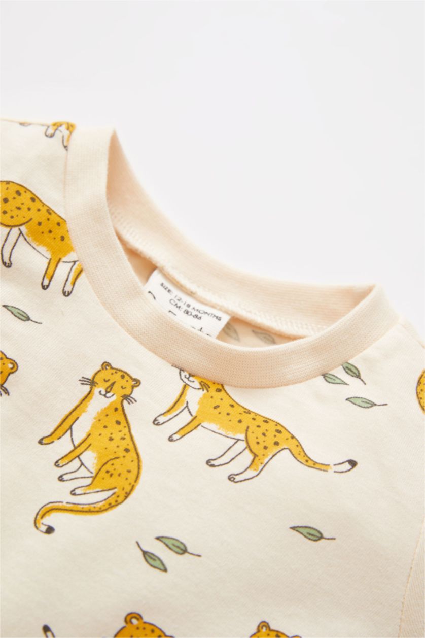 BABY BOY Stone 2 piece Regular Fit Crew Neck Tiger Knitted Pyjamas