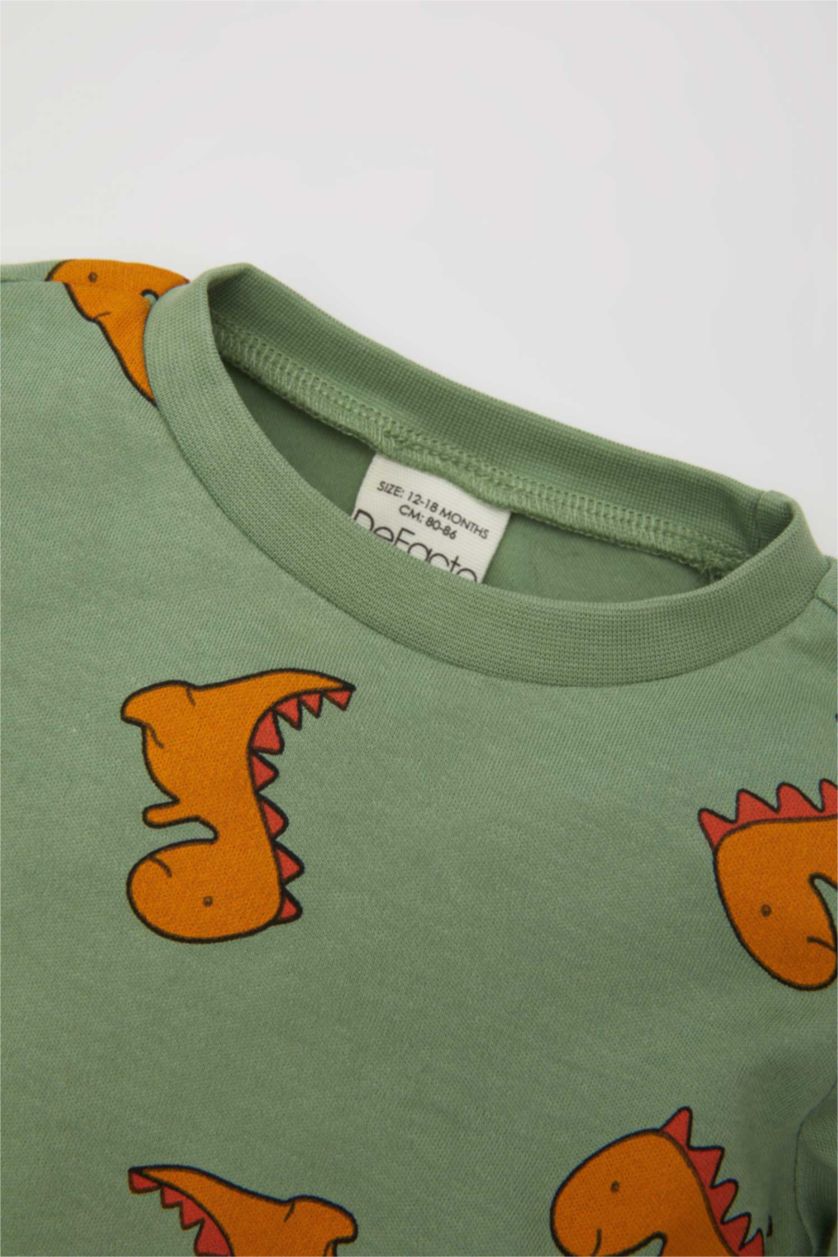 BÉBÉ GARÇON Vert Clair Pyjamas En Tricot Ctelé Col Ras Du Cou Dinosaure Manche Longue 2 BéBé Garçon