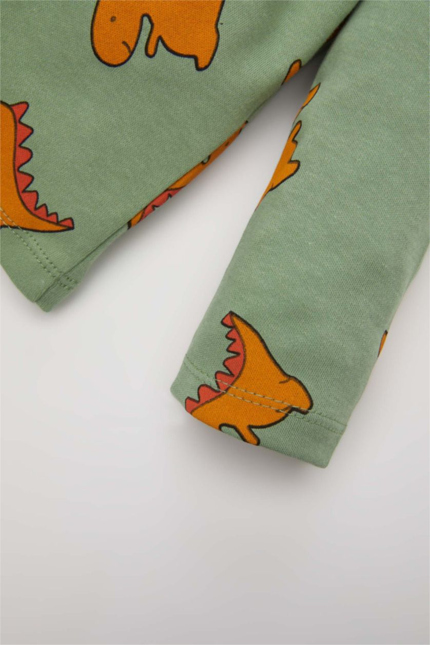 BÉBÉ GARÇON Vert Clair Pyjamas En Tricot Ctelé Col Ras Du Cou Dinosaure Manche Longue 2 BéBé Garçon