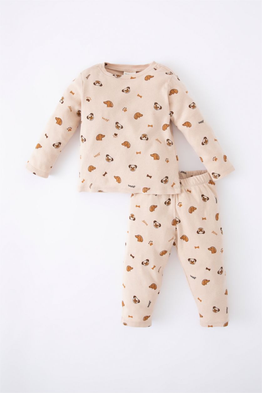 BÉBÉ GARÇON Beige Pyjamas En Tricot Ctelé Col Ras Du Cou Chien Manche Longue 2 BéBé Garçon