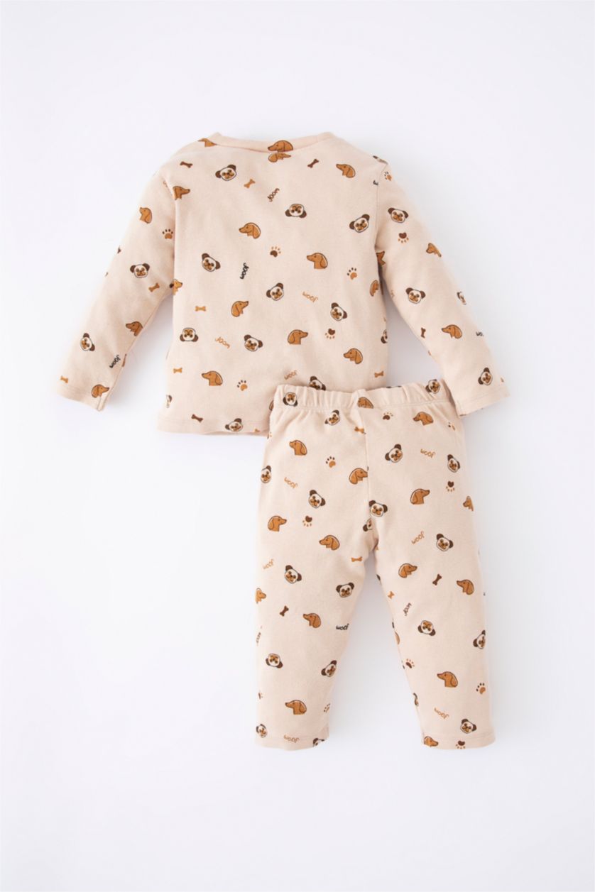 BÉBÉ GARÇON Beige Pyjamas En Tricot Ctelé Col Ras Du Cou Chien Manche Longue 2 BéBé Garçon