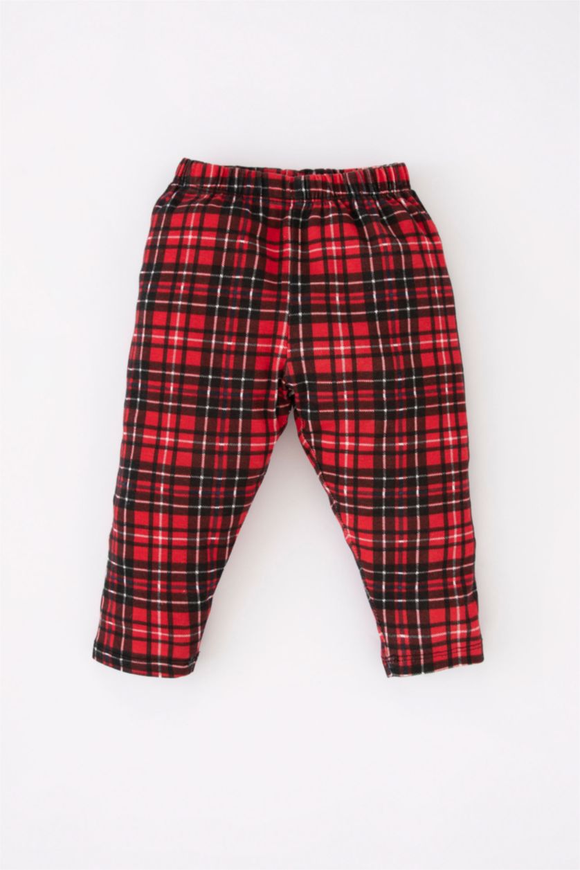 BABY BOY Red 2 piece Regular Fit Shirt Collar Plaid Knitted Pyjamas