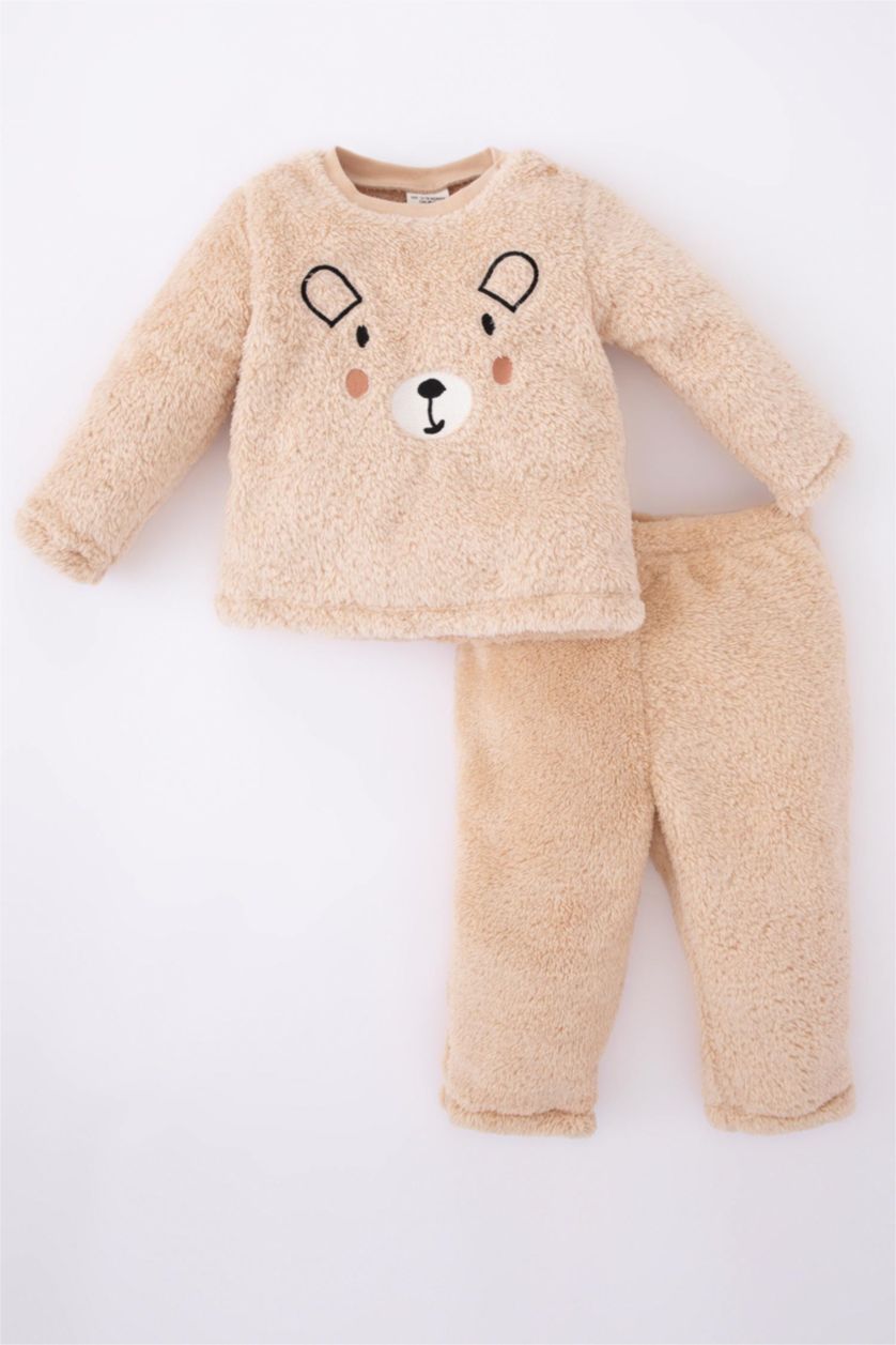 BABY BOY Sand 2 piece Regular Fit Crew Neck Knitted Pyjamas