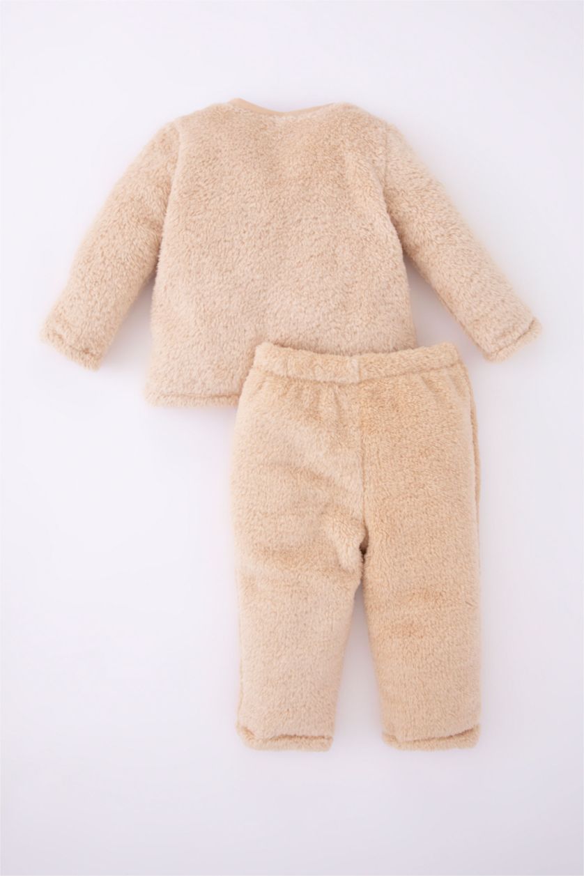 BABY BOY Sand 2 piece Regular Fit Crew Neck Knitted Pyjamas