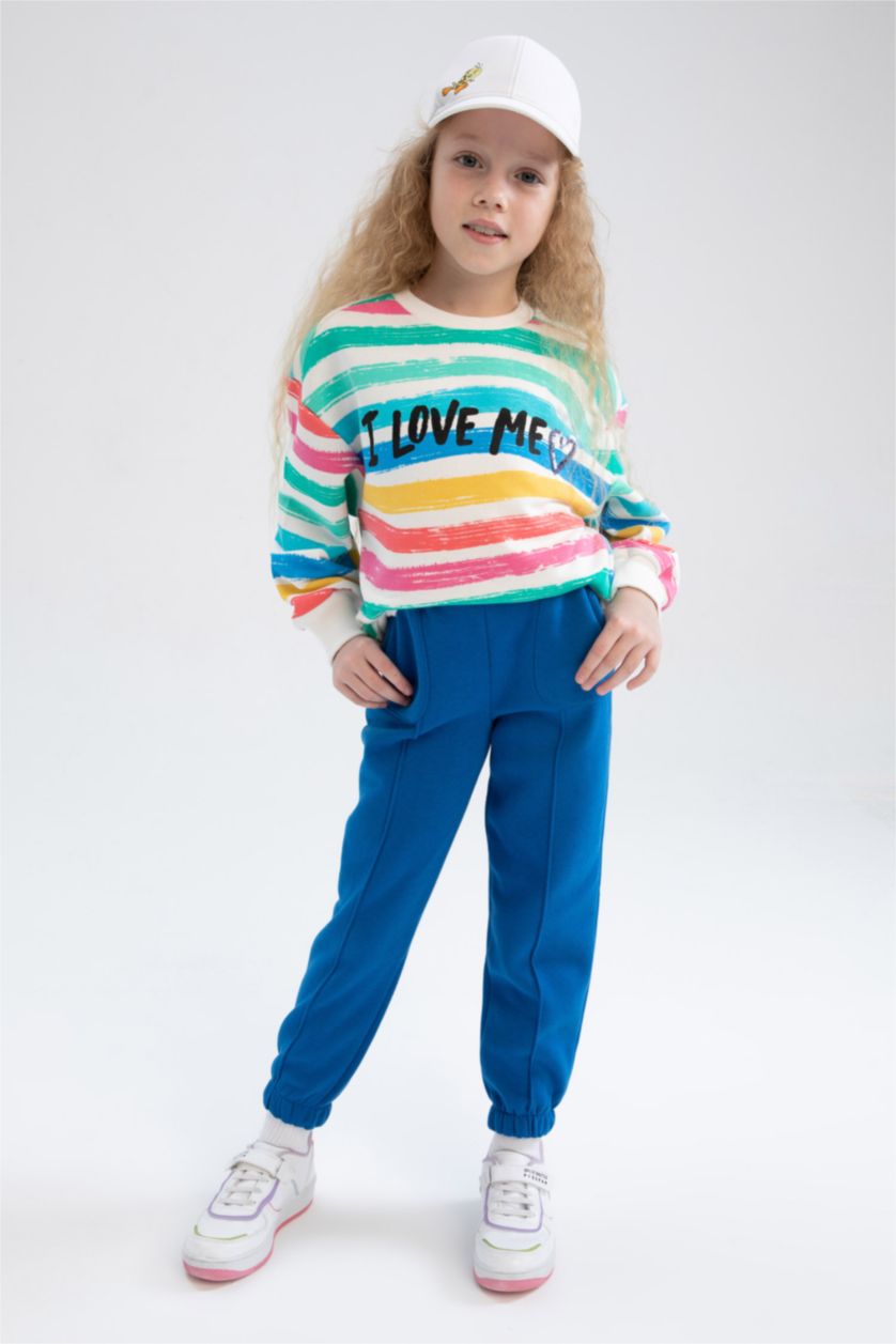 بناتي اللون الملكي بنطلون سويت بانتس بناتي