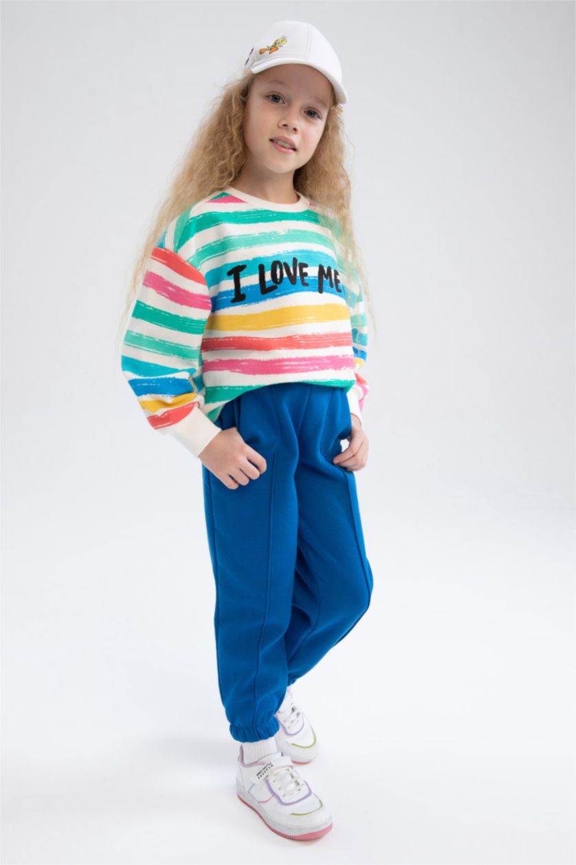 بناتي اللون الملكي بنطلون سويت بانتس بناتي