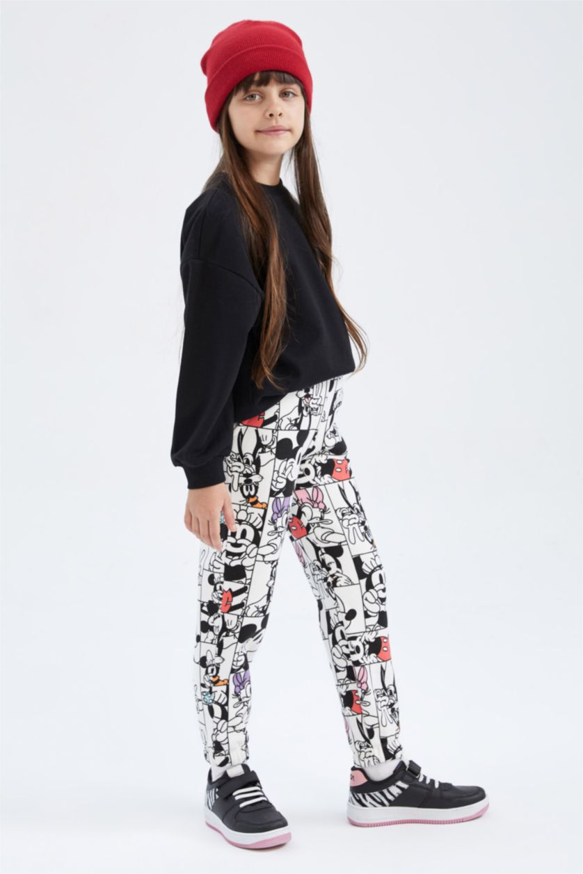 Girls & Teens Beige Jogger Standard Fit Mickey Mouse Licensed Trousers