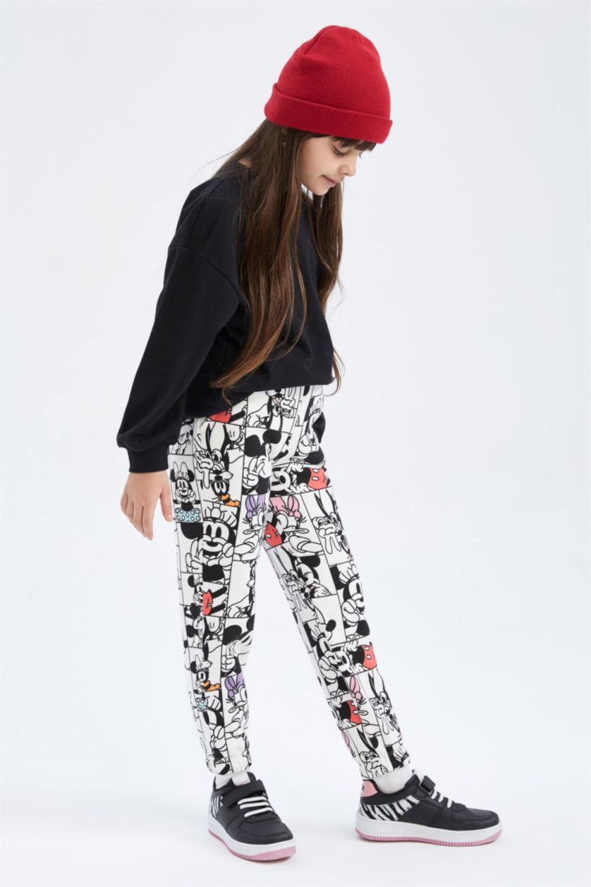 Girls & Teens Beige Jogger Standard Fit Mickey Mouse Licensed Trousers