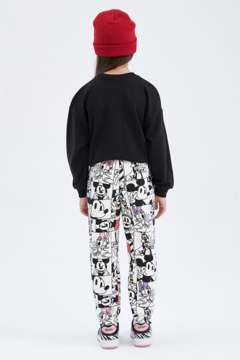 Girls & Teens Beige Jogger Standard Fit Mickey Mouse Licensed Trousers