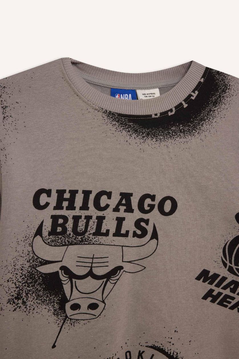 Erkek Çocuk - Genç Erkek Gri NBA Current Teams Bisiklet Yaka Sweatshirt Erkek Çocuk