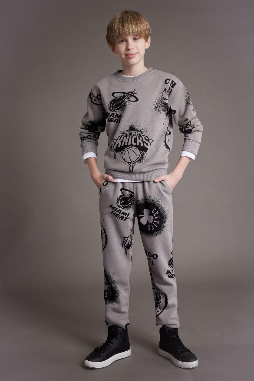 BOYS & TEENS Grey Boy NBA Current Teams Elastic Waist Leg Sweatpants