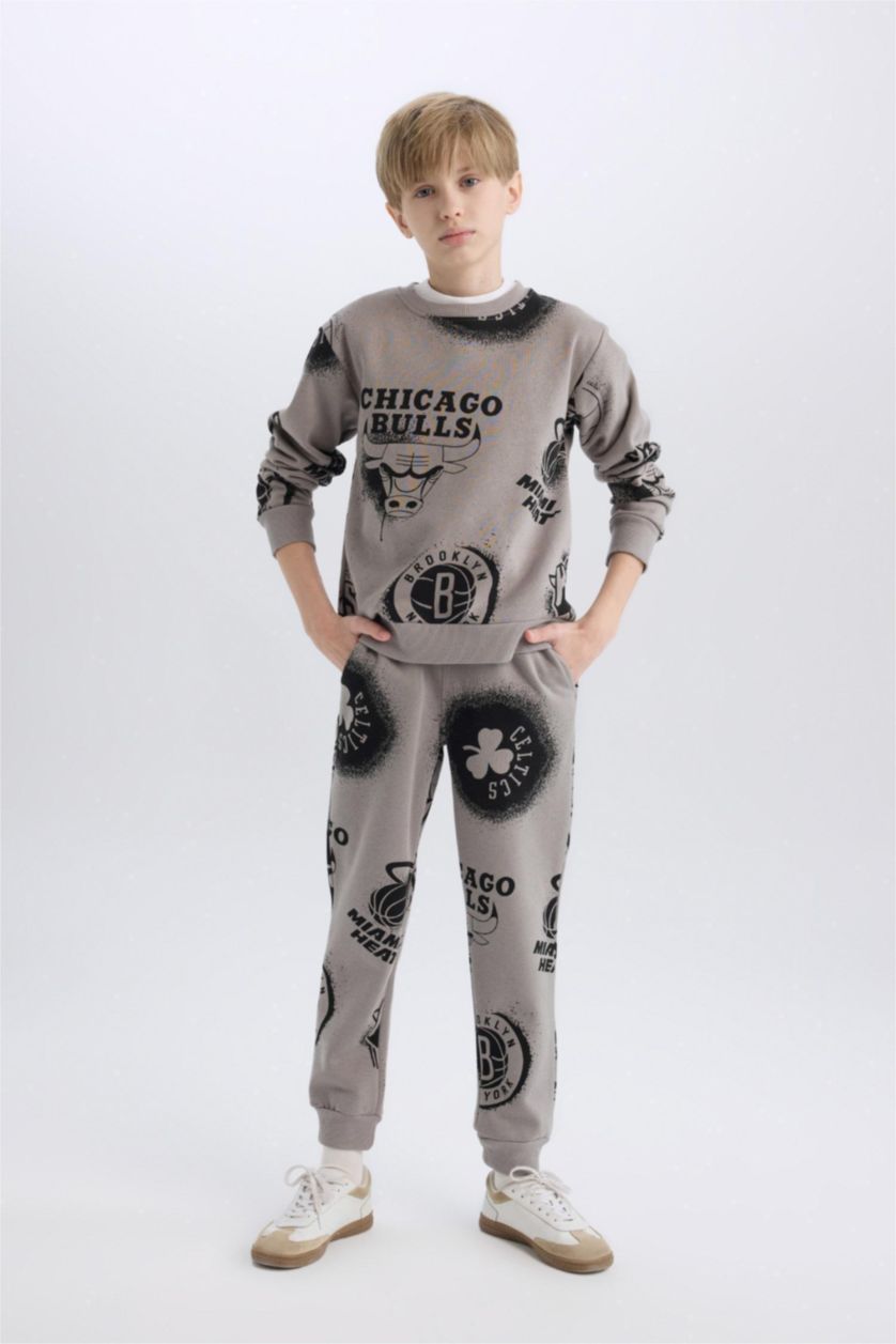 BOYS & TEENS Grey Boy NBA Current Teams Elastic Waist Leg Sweatpants