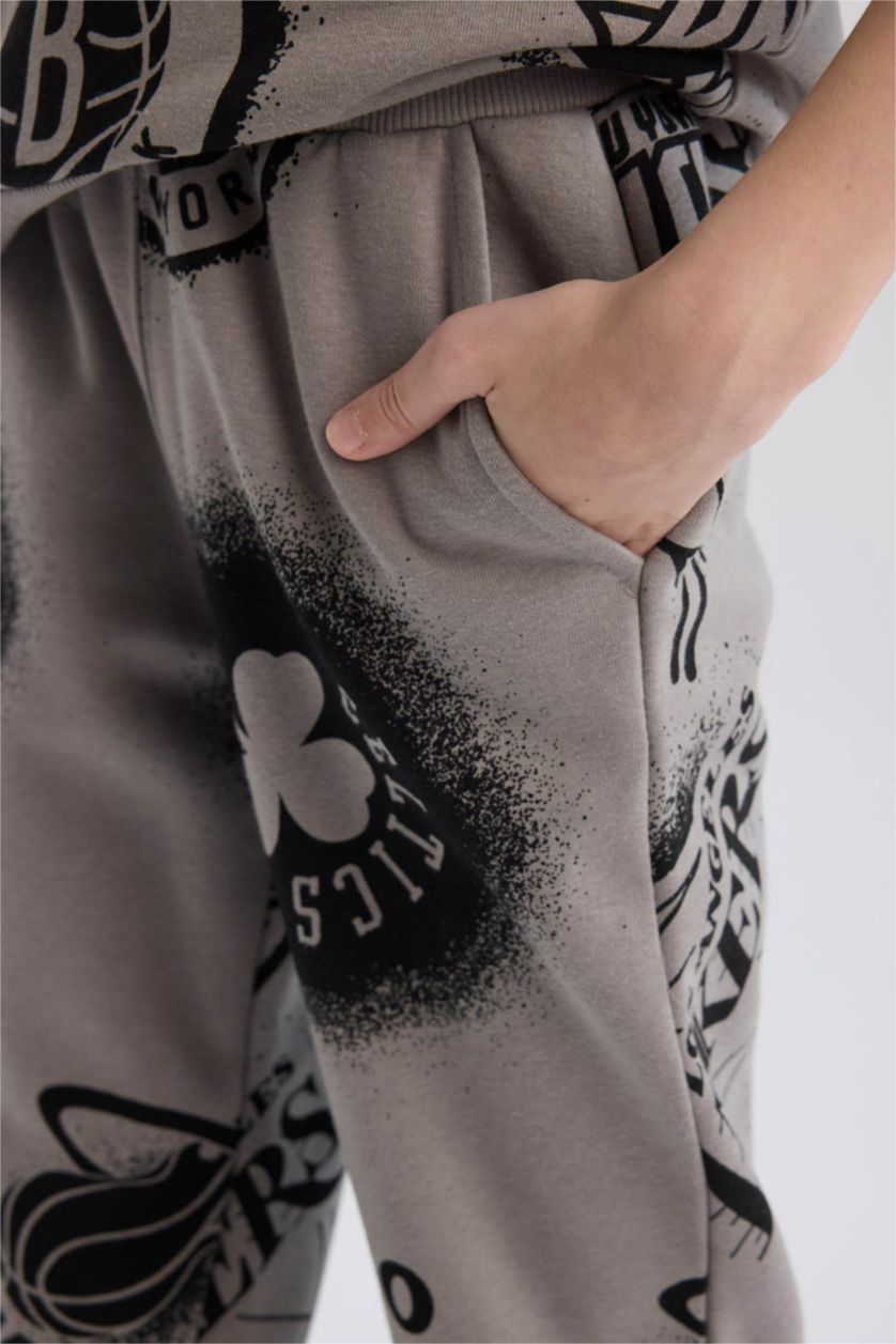 BOYS & TEENS Grey Boy NBA Current Teams Elastic Waist Leg Sweatpants