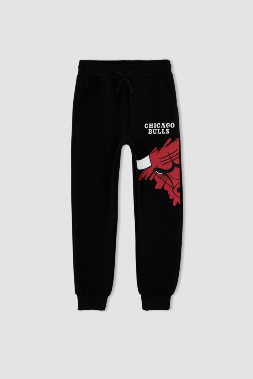 GARÇONS Noir Garçons Defacto Fit NBA Chicago Bulls sous licence coupe régulière épais sweat-shirt en tissu pantalon de survêtement