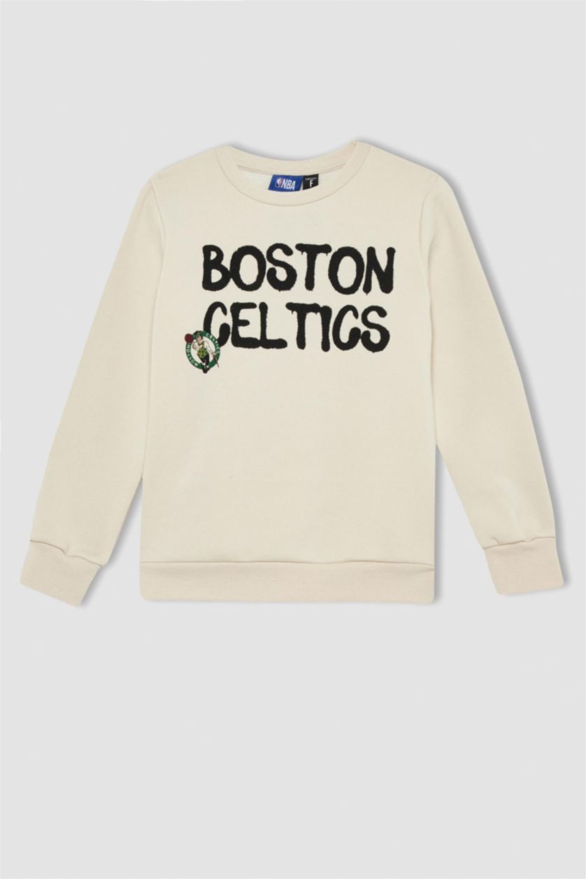 Мальчики и подростки Бежевый Свитшот стандартного кроя NBA Boston Celtics из плотной ткани для мальчиков