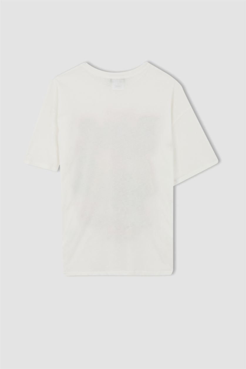 WOMAN White Oversize Fit Bratz Lisanslı Crew Neck Short Sleeve T-Shirt