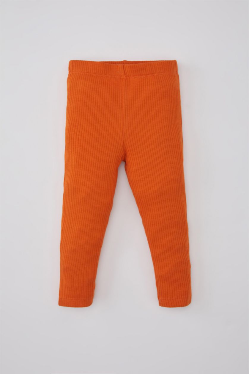 طفلة صغيرة برتقالي طقم بيجاما بناتي مطرز مضلع قصة عادية - قطعتين