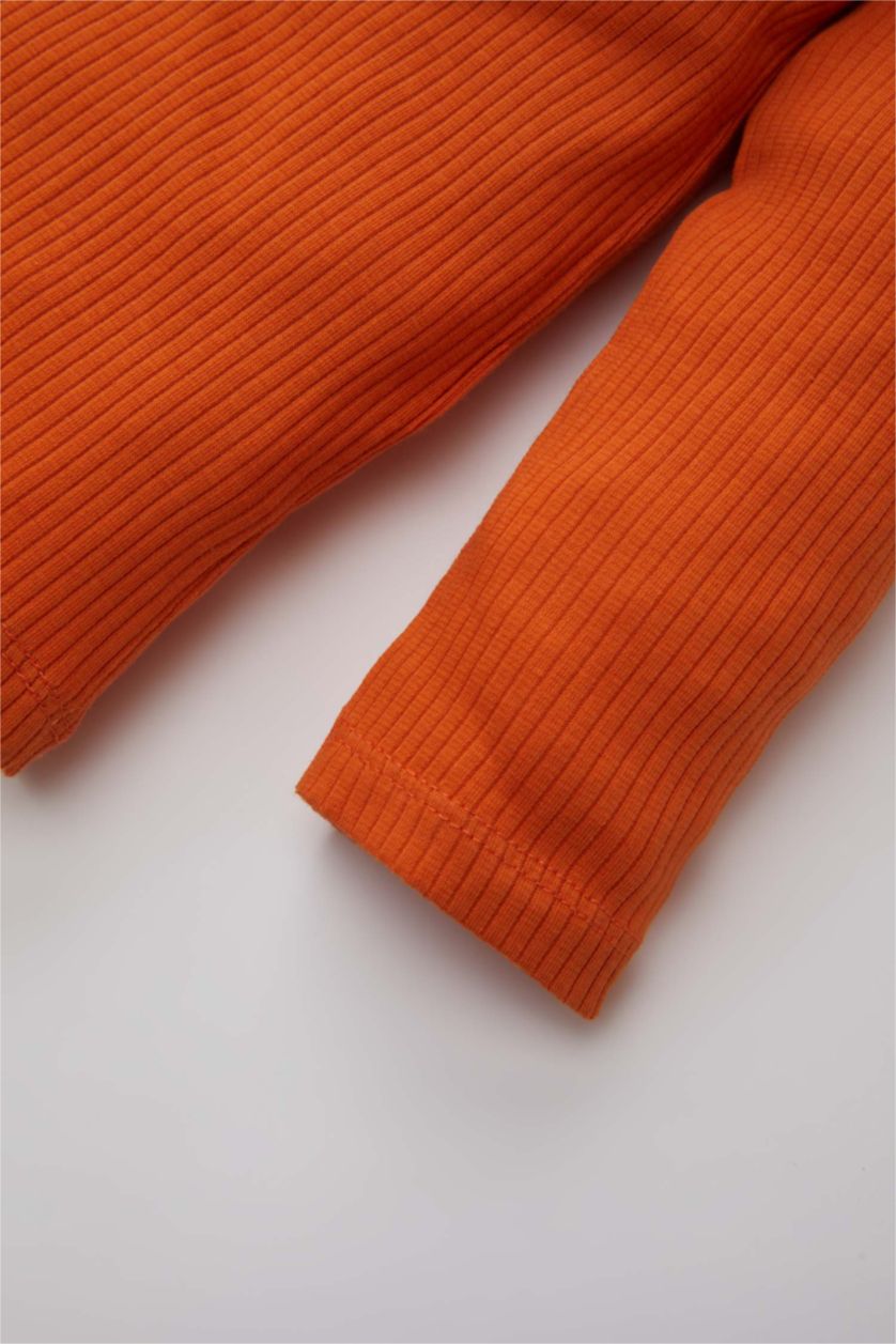 طفلة صغيرة برتقالي طقم بيجاما بناتي مطرز مضلع قصة عادية - قطعتين