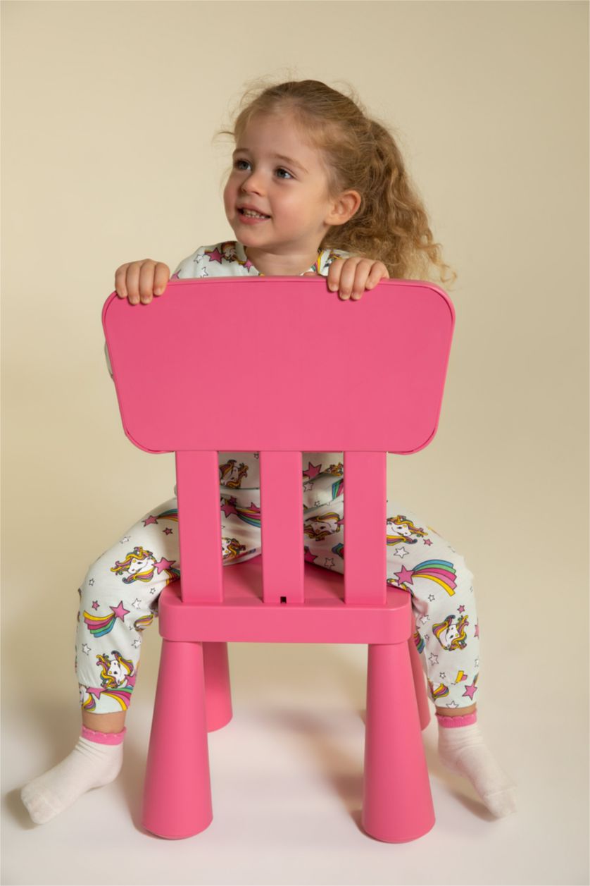 Малыши девочки Светлый аквамарин Пижама вязанная 2 шт. стандартного кроя единорог с длинным рукавом из ткани суприм для малышей девочек