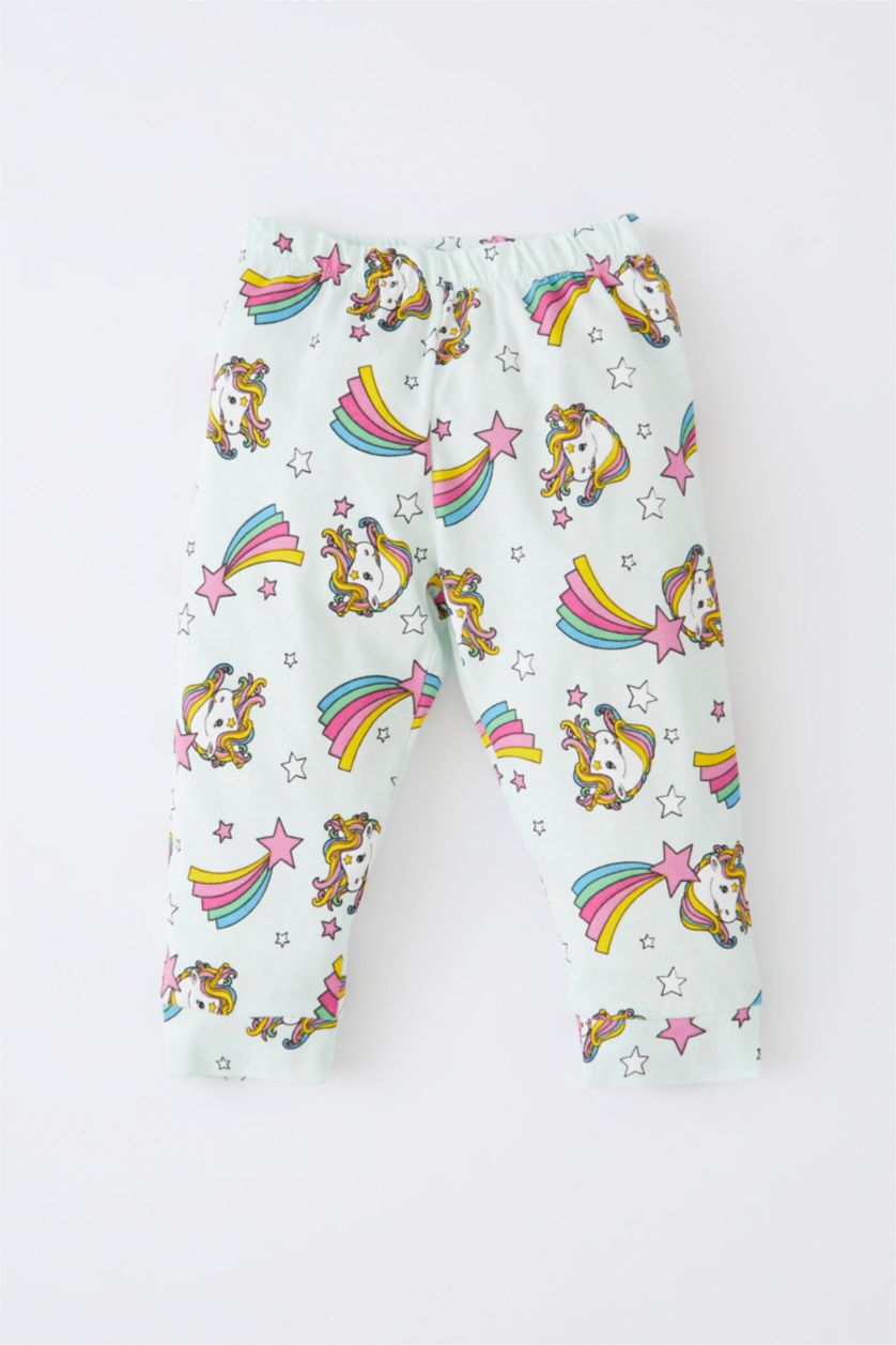 Малыши девочки Светлый аквамарин Пижама вязанная 2 шт. стандартного кроя единорог с длинным рукавом из ткани суприм для малышей девочек