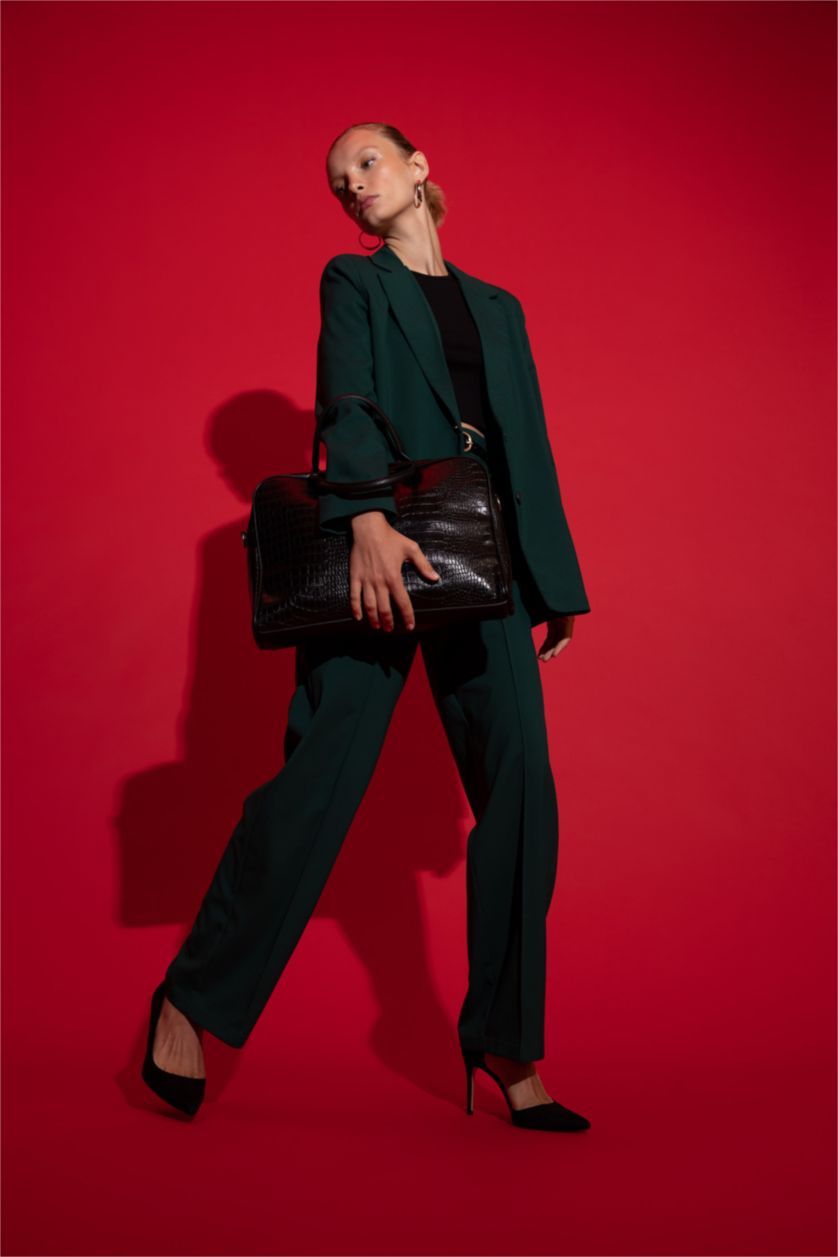 WOMAN Green High Waist Wide Leg Trousers