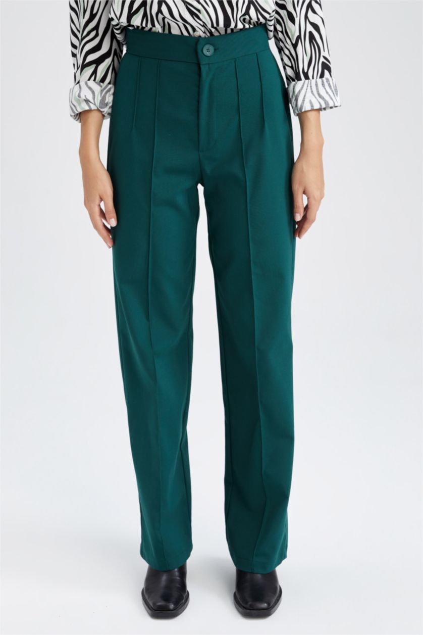 WOMAN Green High Waist Wide Leg Trousers