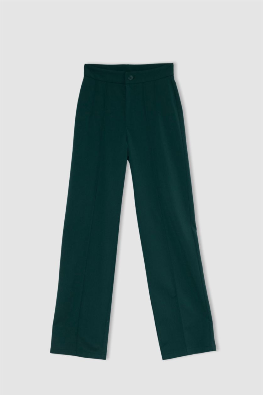 WOMAN Green High Waist Wide Leg Trousers