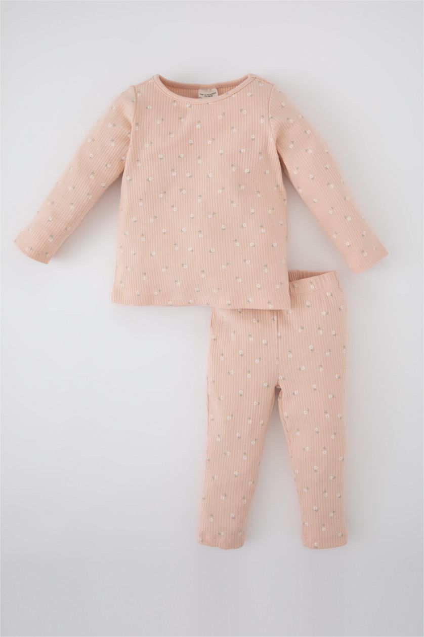 BÉBÉ FILLE Rose Pyjamas En Tricot Col Ras Du Cou Fleur Manche Longue 2 BéBé Fille