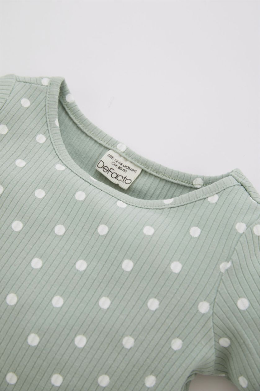 BABY GIRL Mint 2 piece Regular Fit Crew Neck Flower Knitted Pyjamas