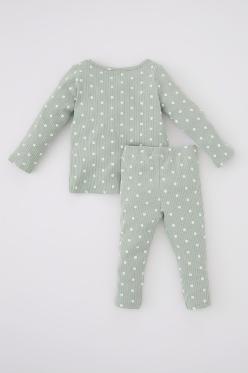 BABY GIRL Mint 2 piece Regular Fit Crew Neck Flower Knitted Pyjamas