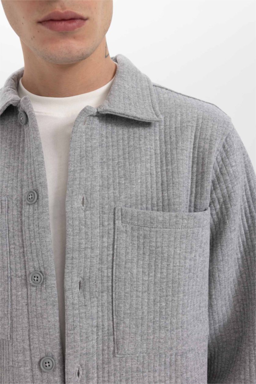 MAN O.GRAY MELANGE Regular Fit Double Pocket Shirt Jacket
