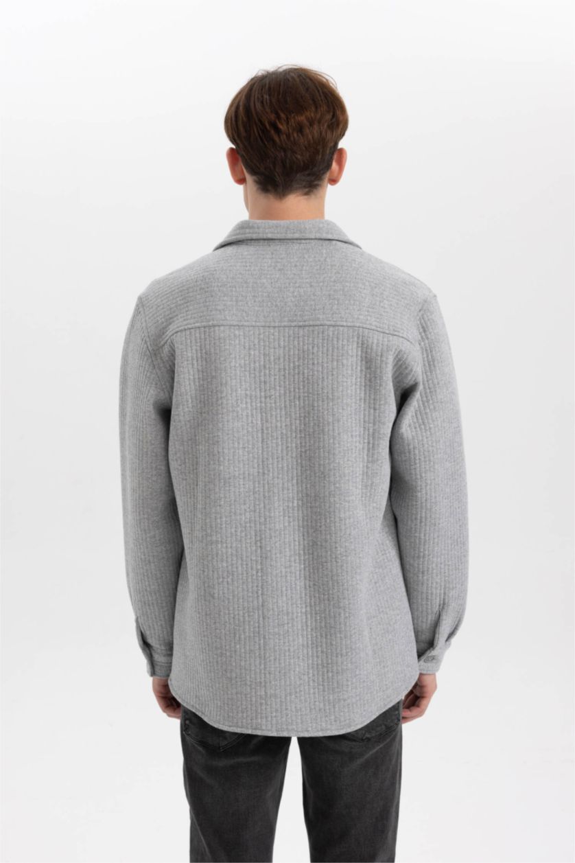 MAN O.GRAY MELANGE Regular Fit Double Pocket Shirt Jacket