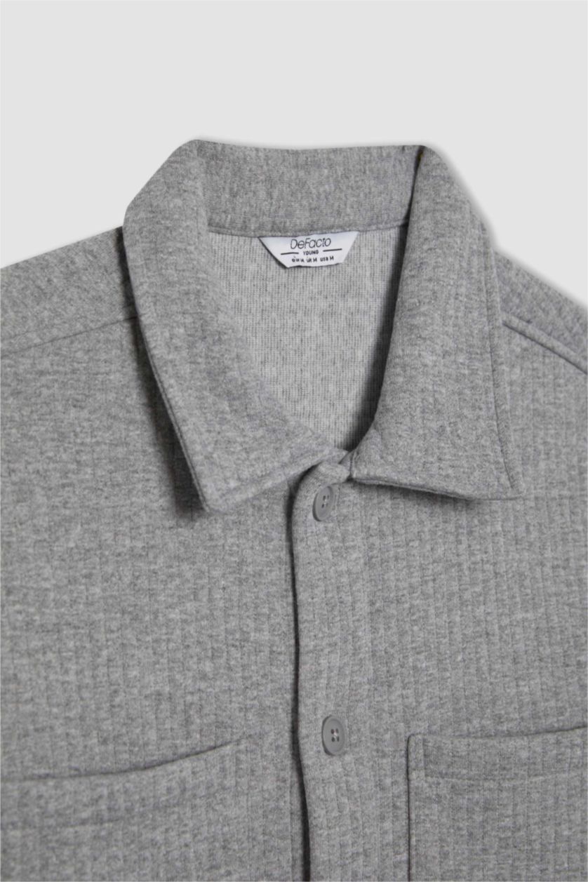 MAN O.GRAY MELANGE Regular Fit Double Pocket Shirt Jacket