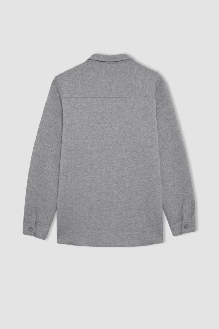 MAN O.GRAY MELANGE Regular Fit Double Pocket Shirt Jacket