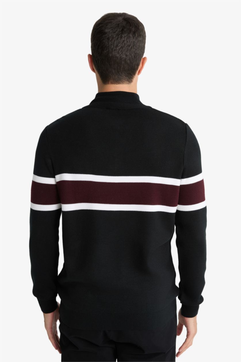 رجالي أسود بلوفر تريكو قصة عادية هاي كول