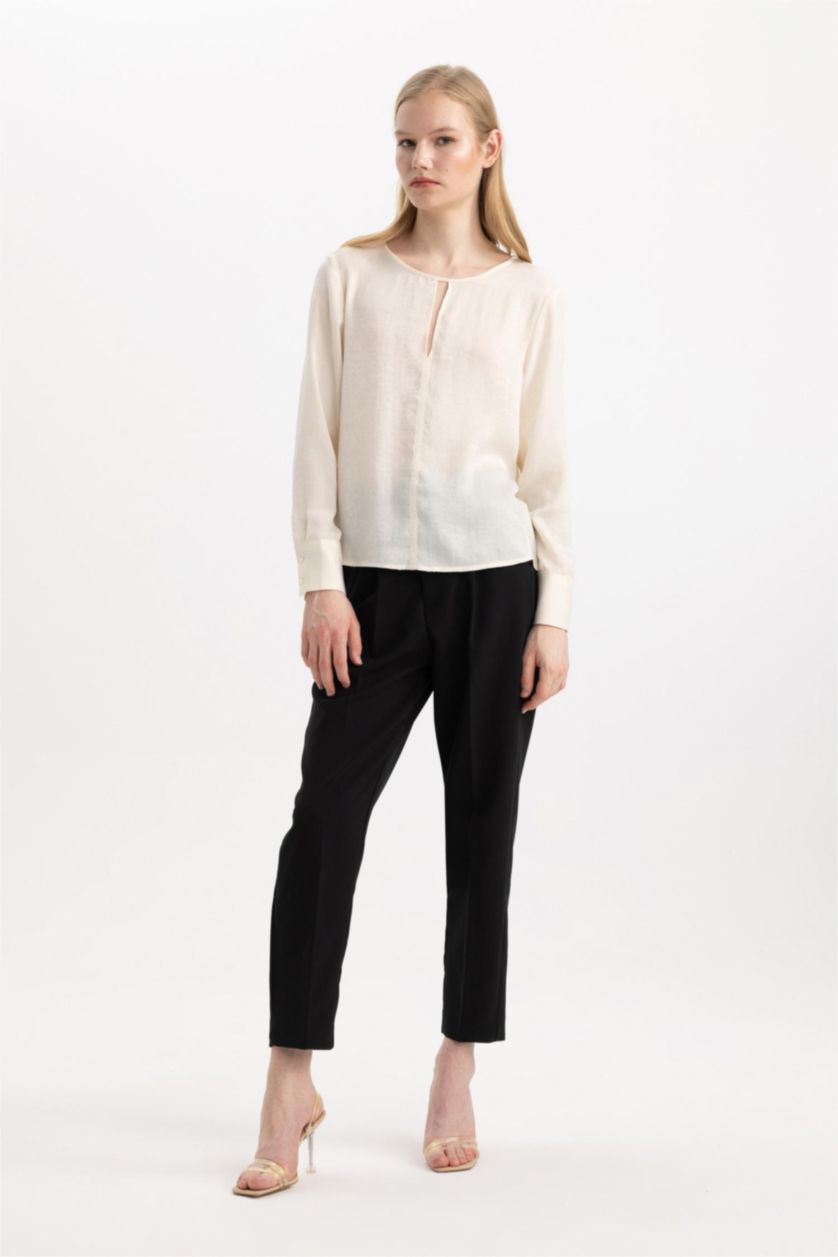 FEMME Noir Pantalon Coupe carotte