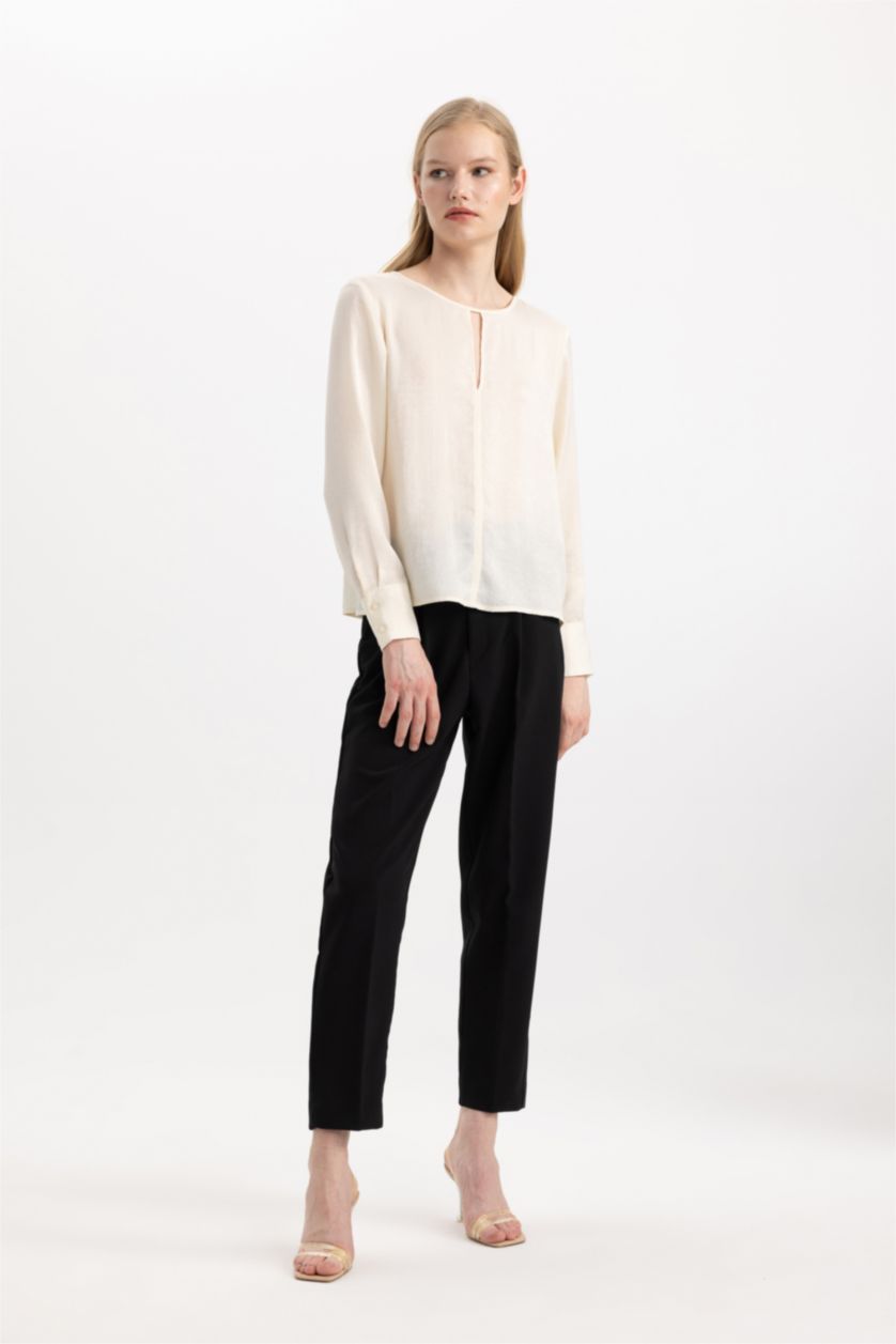 FEMME Noir Pantalon Coupe carotte