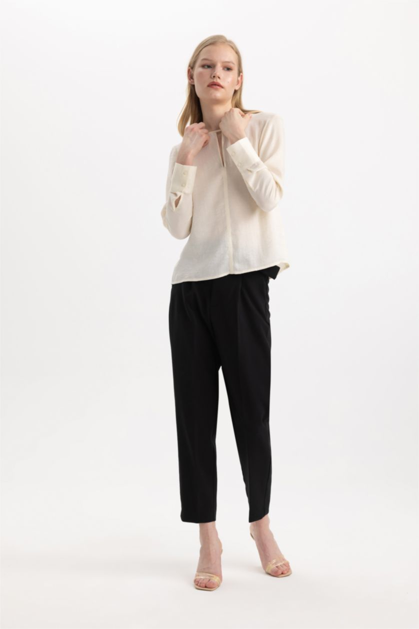 FEMME Noir Pantalon Coupe carotte