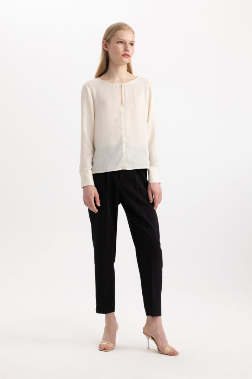 FEMME Noir Pantalon Coupe carotte