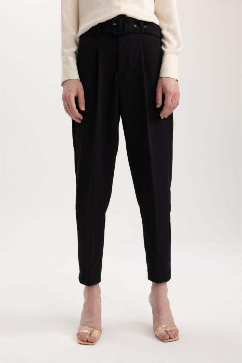 FEMME Noir Pantalon Coupe carotte