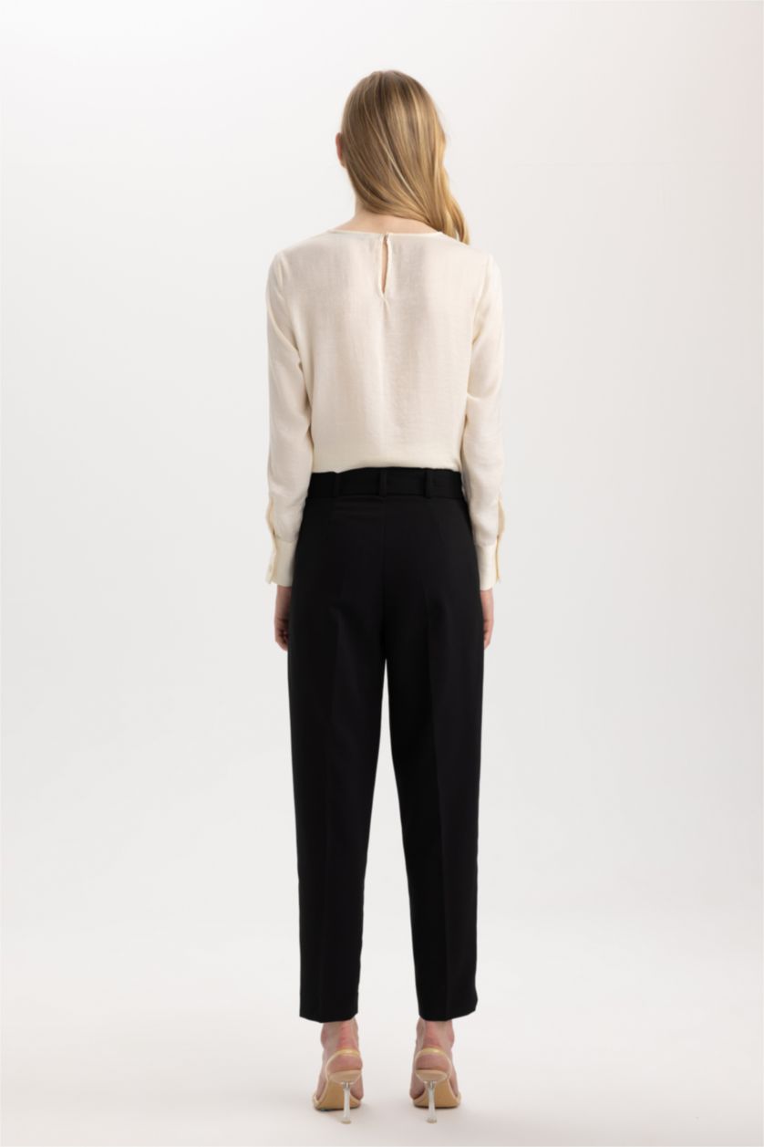 FEMME Noir Pantalon Coupe carotte