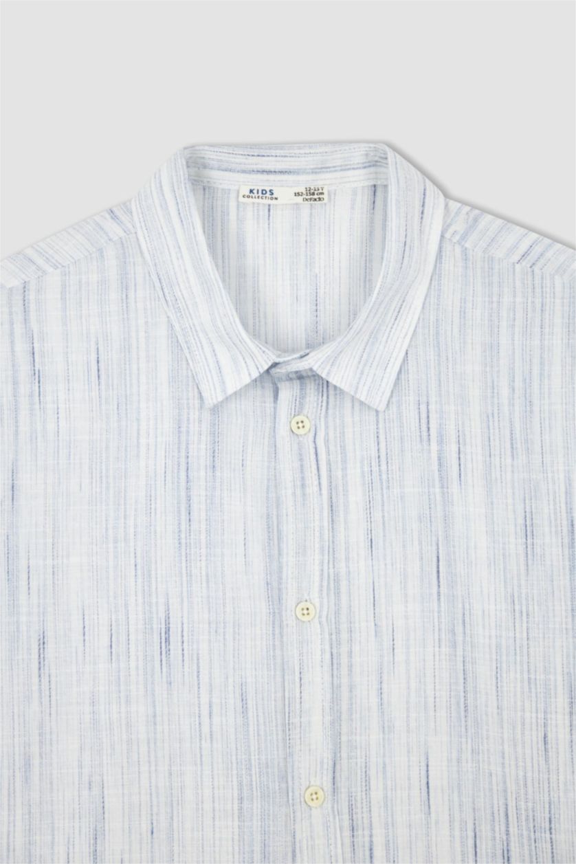 GARÇONS Écru Chemise à manches courtes en popeline coupe standard pour garçon