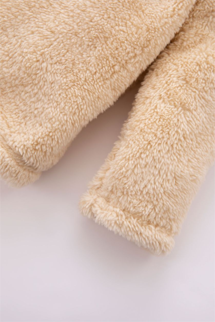 Baby Girl Beige Baby Girl Christmas Themed Plush Pajamas Set