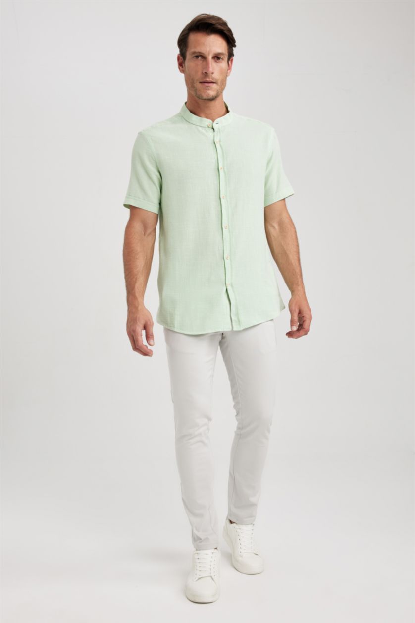 Ерлер Жалбыз қалыпты пішім Қысқа жеңді жейде