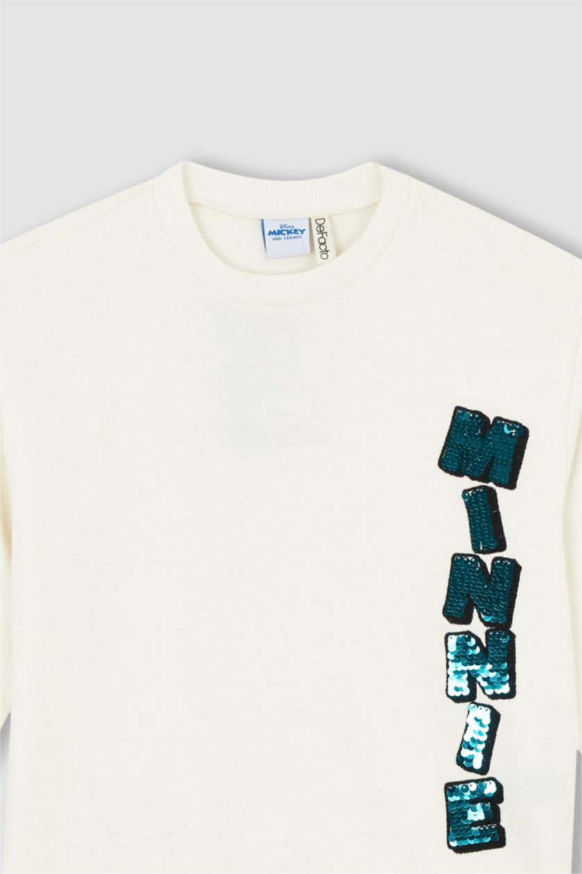 FILLES Écru Sweat- Shirt Tissu Sweat Épais Coupe décontractée Col rond Mickey & Minnie (Standard Characters)