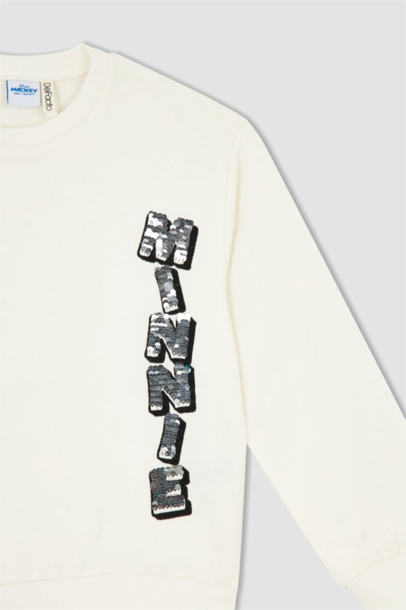 FILLES Écru Sweat- Shirt Tissu Sweat Épais Coupe décontractée Col rond Mickey & Minnie (Standard Characters)