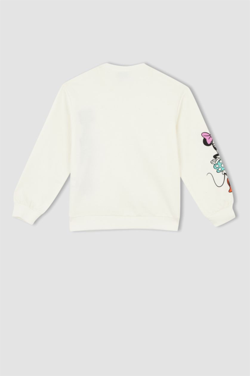 FILLES Écru Sweat- Shirt Tissu Sweat Épais Coupe décontractée Col rond Mickey & Minnie (Standard Characters)